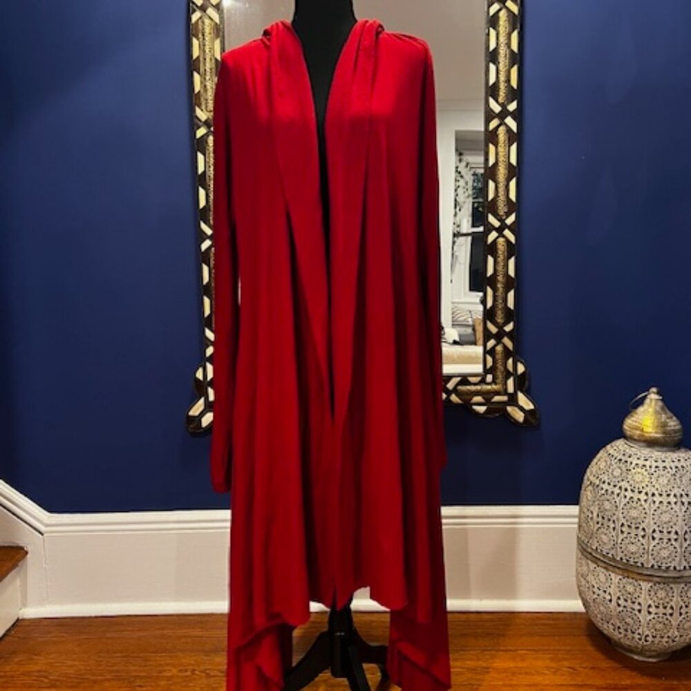 Red hooded jacket